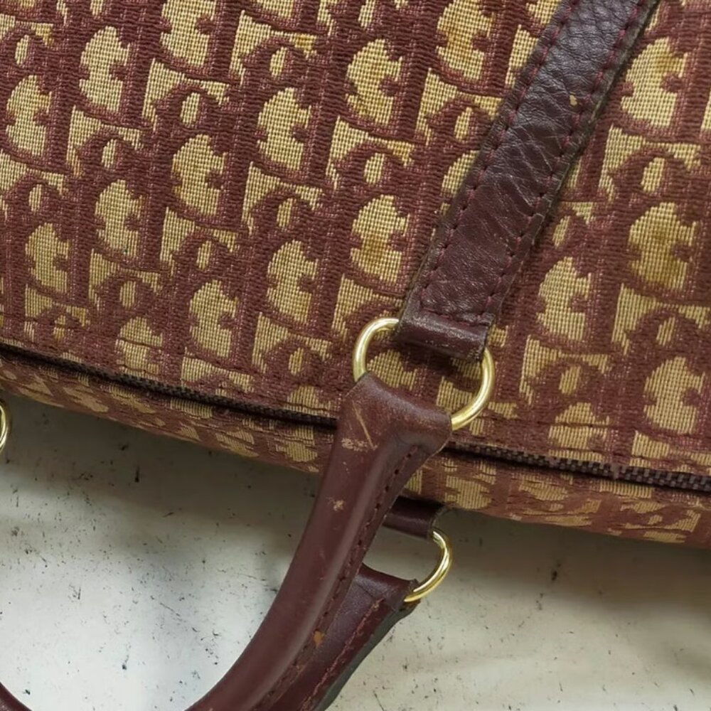 AUTHENTIC CHRISTIAN DIOR BORDEAUX CANVAS HANDBAG - Picture 4 of 12